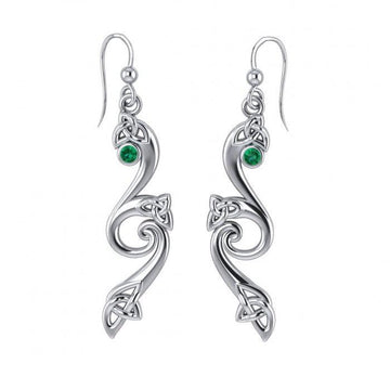 Eternity and Celtic pride Silver Triquetra Dangle Earrings with Gemstones TER570 - Jewelry